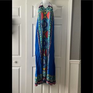 La Moda Colorful Printed Maxi Swim Cover-Up Dress NWT